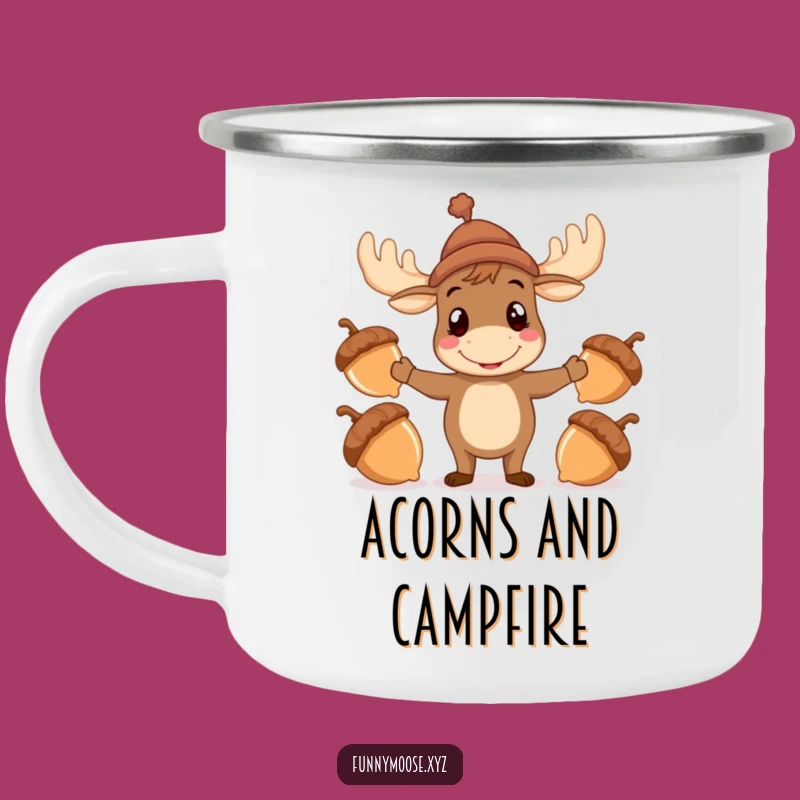Funny Moose Camping Mug: Juggling Acorns Outdoor Gift