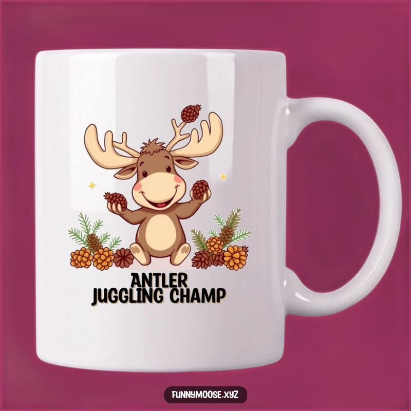 Funny Moose Mug: Goofy Juggler with Big Antlers, Hilarious Wildlife Gift