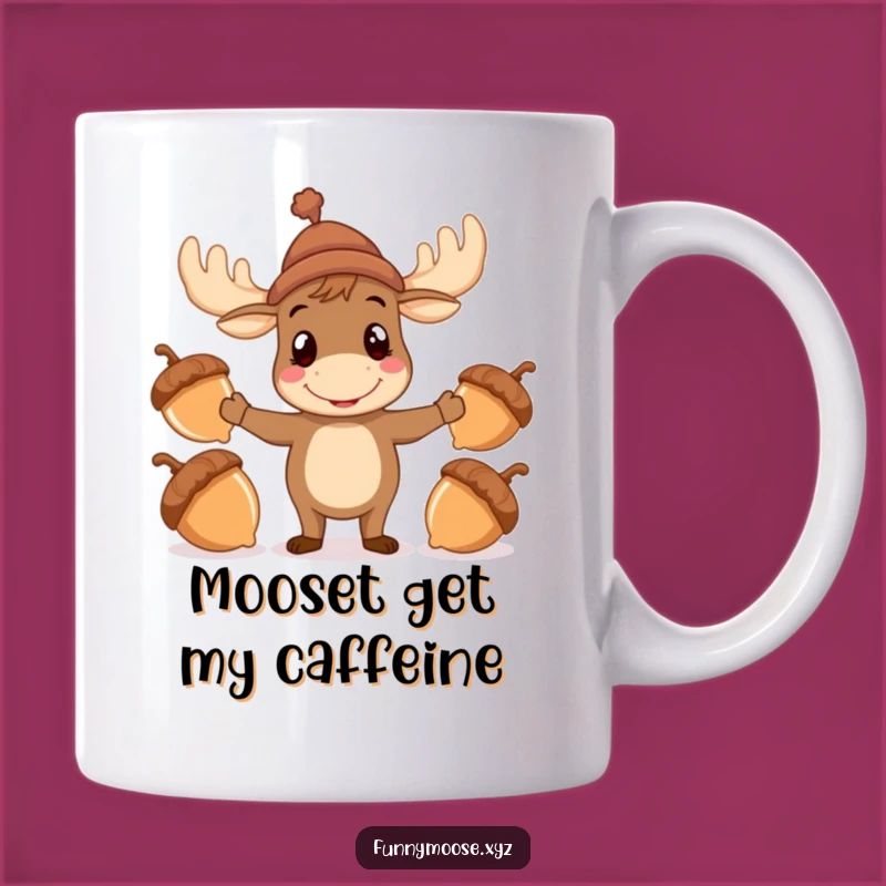 Funny Moose Juggling Mug: Acorn Antics Gift for Whimsical Fun