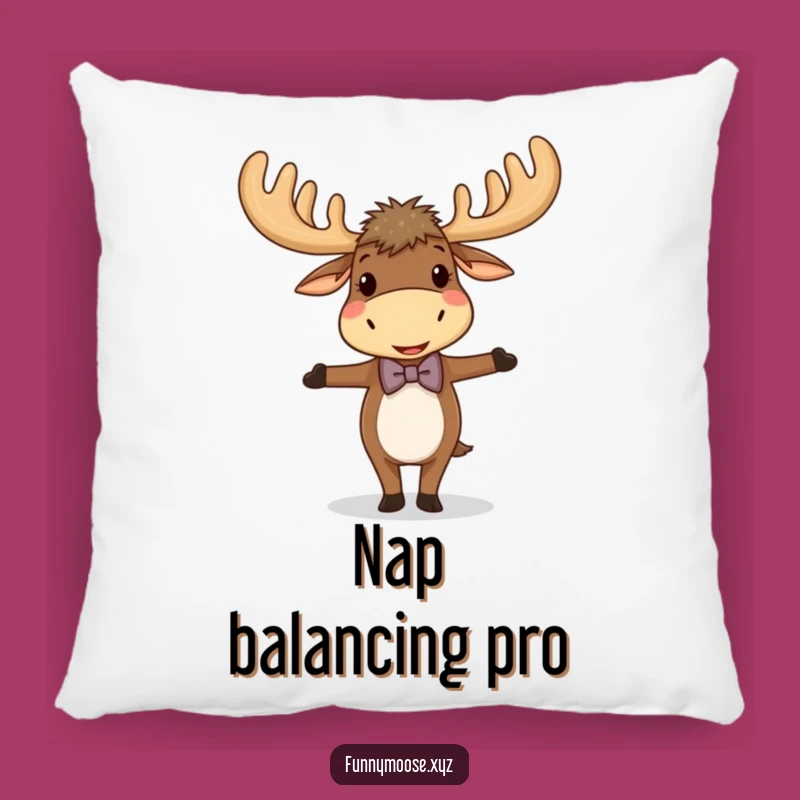 Funny Giggling Moose Bowtie Pillow - Cozy Antlered Moose Accent, Perfect Funny Gift!
