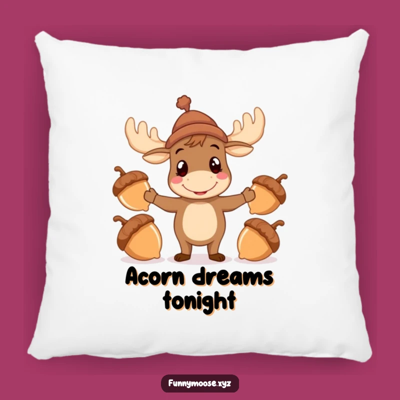 Funny Moose Pillow: Juggling Acorns Cushion Gift