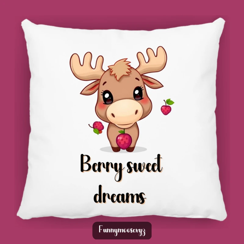 Funny Moose Pillow: Playful Berry Balancer, Cozy Focus Companion