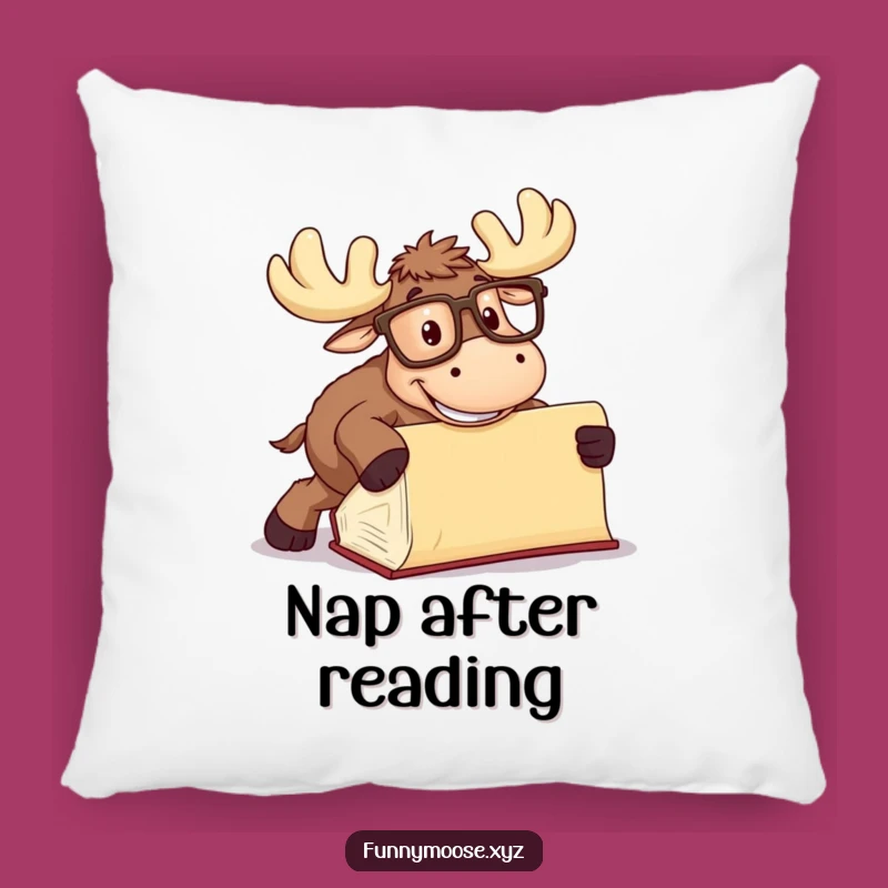 Funny Moose Pillow: Goofy Glasses Book Cushion Gift