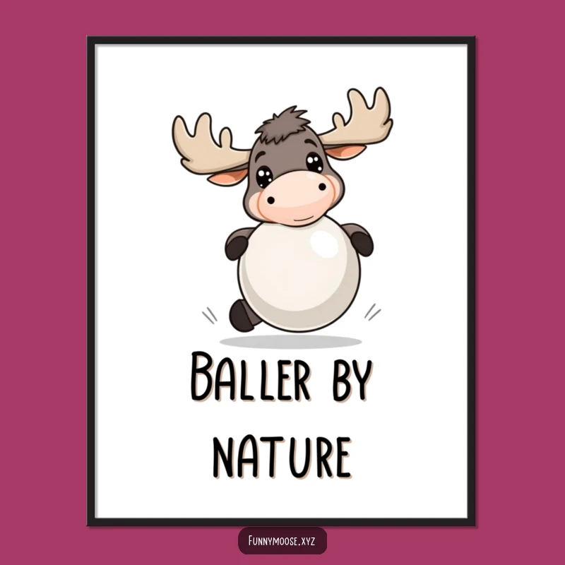 Funny Moose Bouncing Ball Digital Art: Instant Energy for Your Walls