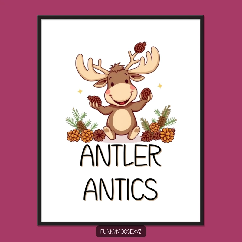 Funny Moose Digital Art: Goofy Juggler Print, Instant Wilderness Laughs