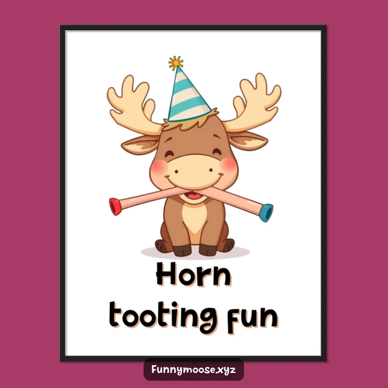 Funny Moose Digital Art Print: Kazoo Blow for Festive Gift Decor