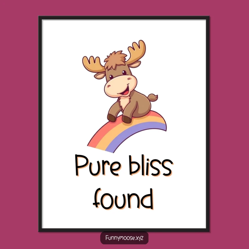 Funny Moose Rainbow Digital Art - Joyful Moose Slide Print, Instant Funny Gift Decor!