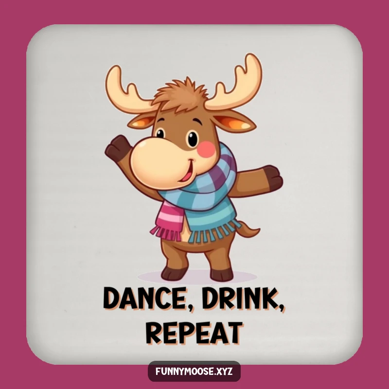 Funny Moose Coaster: Clumsy Dancer in Scarf, Protect Surfaces Hilariously!
