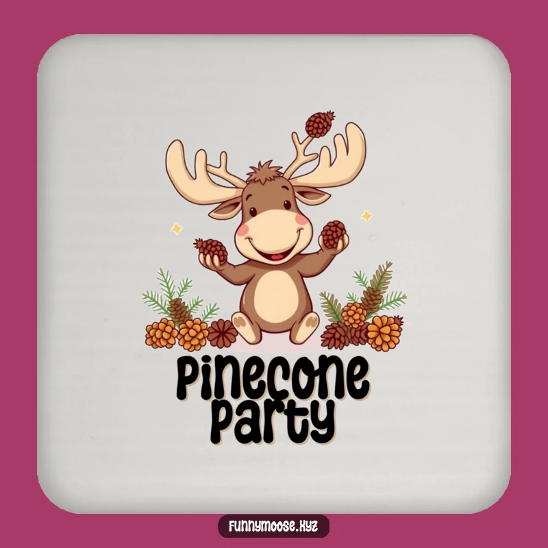 Funny Moose Coaster: Goofy Juggler, Protect Surfaces with Woodland Charm