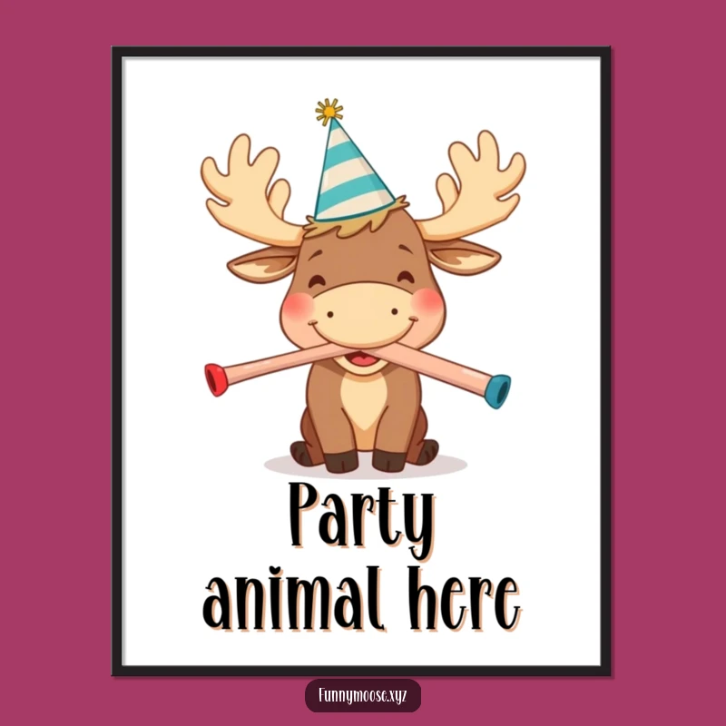 Funny Moose Poster: Kazoo Blow Art for Festive Gift Decor