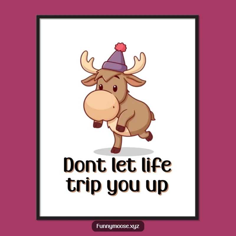Free Printable Tripping Moose Art: Silly Hat Funny Downloadable Wall Decor