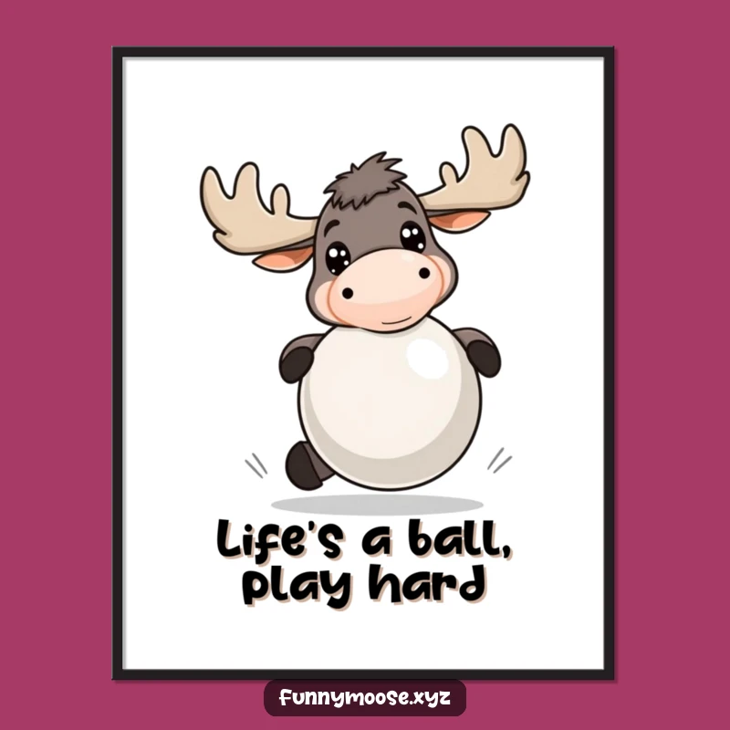 Free Printable Funny Moose Wall Art: Playful Ball Bouncing Humor Art Download