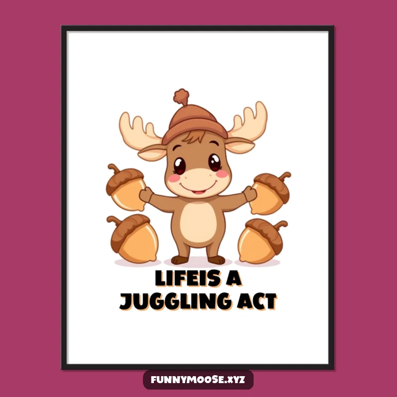 Funny Free Printable Moose Juggling Wall Art: Downloadable Whimsical Decor