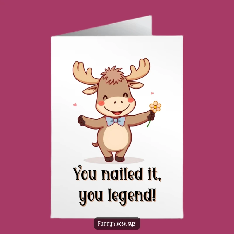 Free Printable Moose Congratulations Card: Hilarious Dancing Flower Companion Downloadable Gift