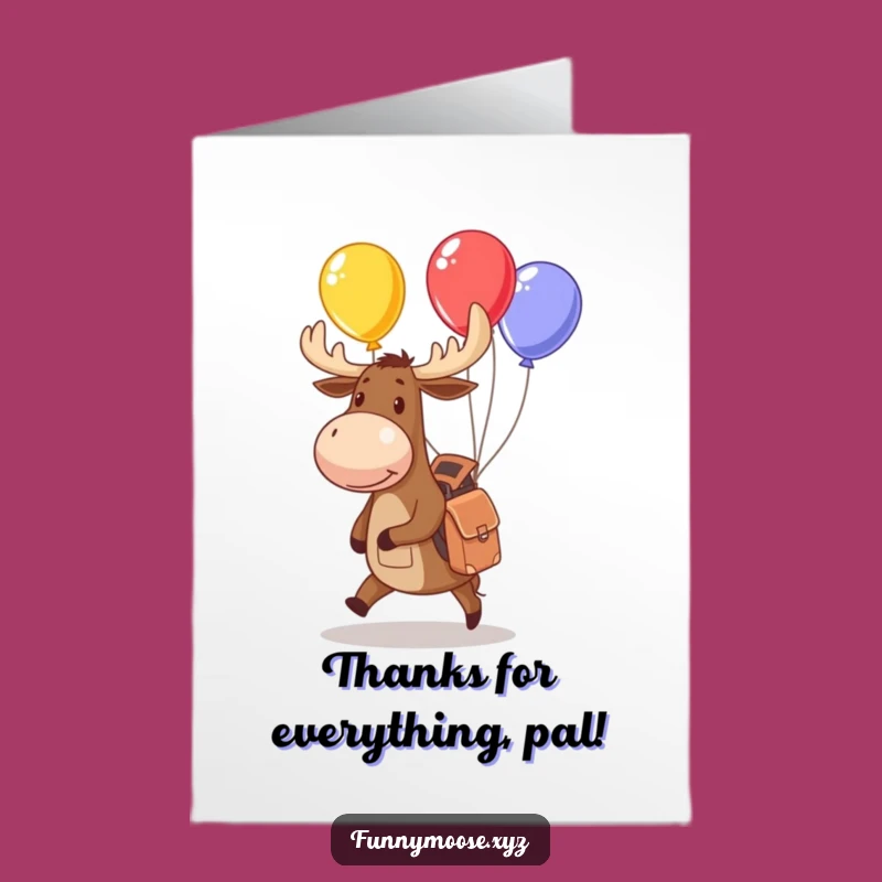 Free Printable Thank You Card: Cute Moose Juggling Balloons for a Funny Downloadable Gift