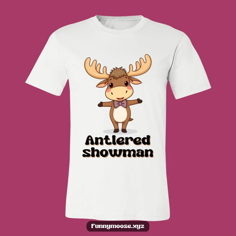 Funny Giggling Moose Bowtie T-Shirt - Dapper Antlered Fun Tee, Ideal Funny Gift!