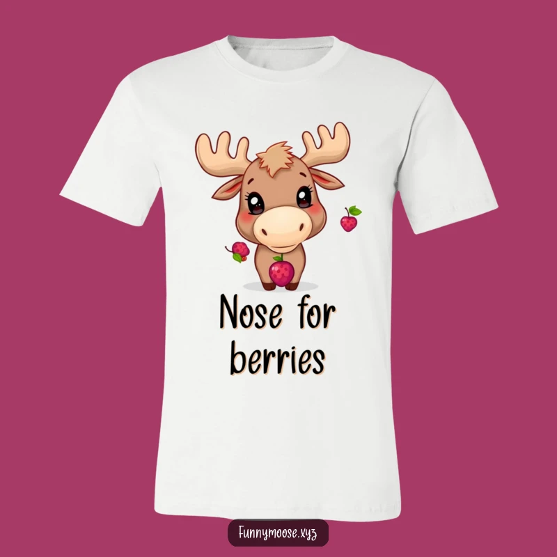 Funny Moose T-Shirt: Playful Berry Balancer, Wear Your Concentration