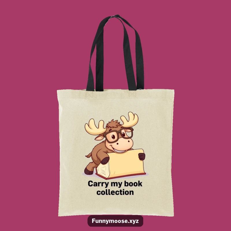 Funny Moose Tote Bag: Goofy Glasses Book Carry-All Gift