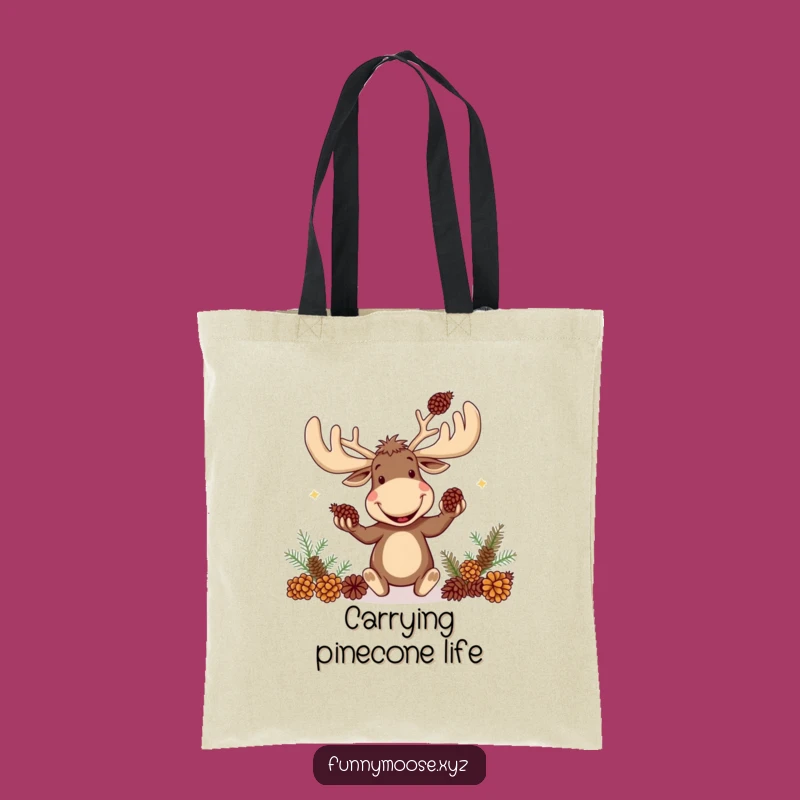 Funny Moose Tote Bag: Goofy Juggler, Carry Your Essentials with Forest Fun