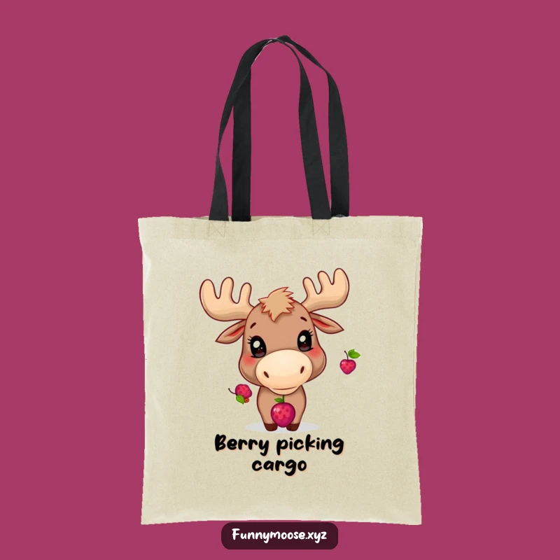Funny Moose Tote Bag: Playful Berry Balancer, Carry Your Focus with Style